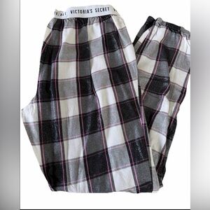 Victoria's Secret Black, Gray & Pink Plaid Woman’s Pajama Bottoms
